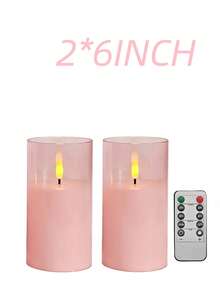 3件組粉色LED蠟燭，附遙控器與定時功能，閃爍暖光，電池供電，情人節、生日、婚禮、聖誕節理想禮物，適合臥室與餐廳裝飾 - 淺粉色 - 查看 12