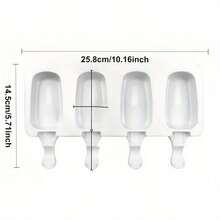 1 khuôn làm kem silicon 4 ngăn lớn, không kèm que kem - Chống dính, dễ lấy kem ra, tự làm kem que, bánh ngọt, dụng cụ làm kem silicon sáng tạo tại nhà. - trắng - Xem 6