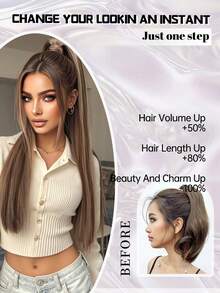 Tóc giả đuôi ngựa dài 24 inch màu nâu tự nhiên, chất lượng cao, kiểu quấn quanh đầu dành cho nữ. Có màu ombre tự nhiên và thiết kế kẹp để tạo kiểu tóc đuôi ngựa cao. Hoàn hảo cho sử dụng hàng ngày, dự tiệc, đi làm, lễ hội âm nhạc, kỳ nghỉ, dạ hội, hẹn hò, những dịp lãng mạn, du lịch, chụp ảnh và tạo kiểu tóc khi đi nghỉ mát. - Nhiều màu - Xem 8