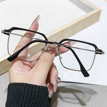 1 chiếc kính thời trang cổ điển gọng vuông nửa khung, phong cách tối giản, chống mỏi mắt, đổi màu, dành cho doanh nhân. - Trong sáng - Xem 2