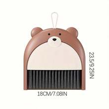 1 Set Lindo Mini Oso Escoba y Recogedor con Cepillo de Limpieza de Teclado - Perfecto para Escritorios, Mesas y Espacios Pequeños - 1 pieza marrón - Ver 5