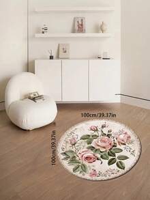 1pc Rose Pattern Round Carpet, Bedroom & Dining Room Rug - Fashionable Home Decor, Mother's Day Gift, Wedding Gift, Easter Gift, Suitable For Bedroom, Living Room, Dorm, Suitable For Living Room, Bedroom, Kitchen, Entryway, Outdoor Patio, Indoor Outdoor Commercial Entrance Mat, Home Decor, Decorative Rug, Bedroom Decor, Small Rug, Carpet, Home Decor, Living Room Rug, Living Room Small Rug, Bedroom Rug - Multicolor - View 16