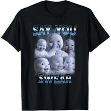 Funny T-Shirt With Smiling AI Baby Meme - Black-6 - 查看 9