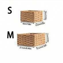 1 chiếc giỏ mây đan thủ công, hộp đựng đồ trang điểm kiểu cổ điển mộc mạc, chống thấm nước và bền chắc, thích hợp để đựng đồ dùng vệ sinh cá nhân trong phòng tắm, lọ gia vị nhà bếp, trang trí phòng khách, đựng đồ trong phòng ngủ, đựng đồ chơi, ngăn kéo bàn làm việc, trang trí nhà cửa, giỏ quà tặng. - Màu Khaki - Xem 6