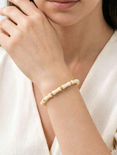 diffone Fashion Handmade Bamboo Joints Beads Bracelet For Women Armband Jewelry