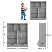 Estantería infantil de 3 niveles con gran capacidad – Mueble organizador multifunción para libros y juguetes – Diseño compacto y resistente – Ideal para dormitorio, sala de juegos y aula - Gris - Ver 7