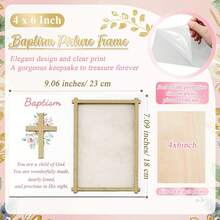 4x6 Inch Baby Baptism Photo Frame, Cross Baptism Frame, Religious Baptism Gift For Baby Boy Or Girl, Christian Dedication Memorabilia, Baptism Decor, Suitable For Nursery Wall Or Tabletop - Multicolor - View 2