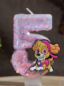 1件裝 Paw Patrol 0-9 數字蠟燭 粉藍色生日蛋糕裝飾用品 可愛動漫狗狗造型派對配件用品 - 卡通 - 查看 19