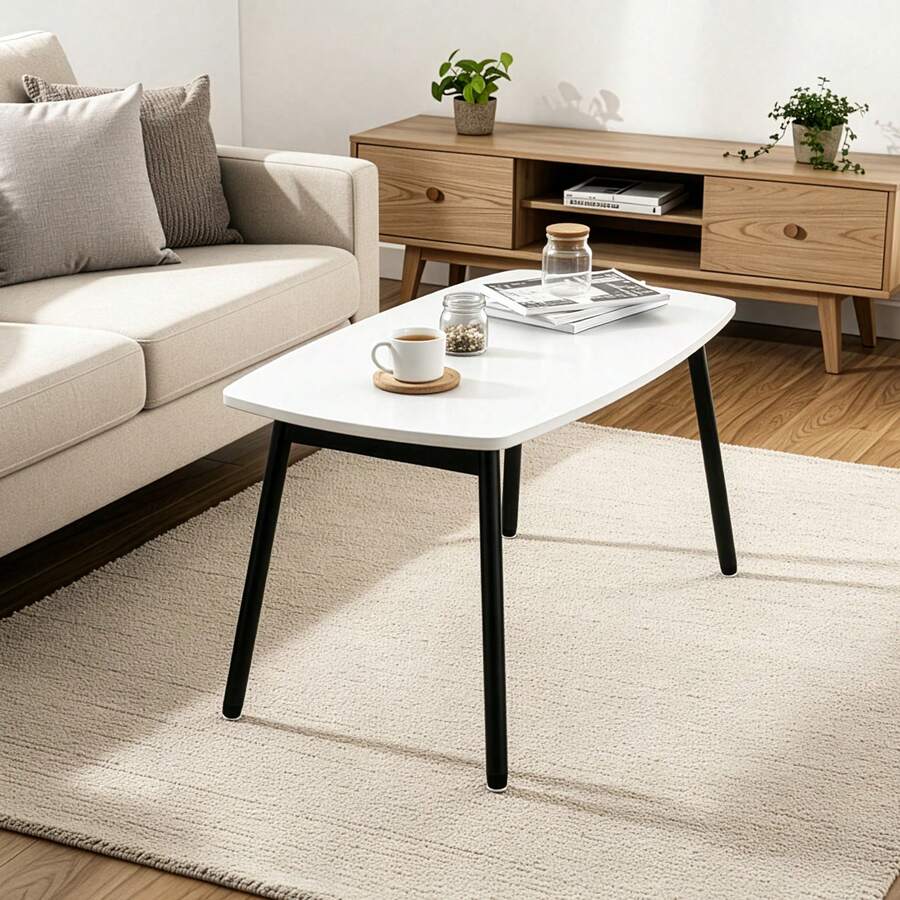 Folding Coffee Table – Compact Rustic Wood Table, Lightweight & Portable, Quick Setup For Small Spaces And Minimalist Homes - White - View 1