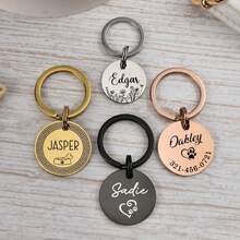 CFUNIQ 1pc Customized Round Dog Tag (With Small Ring), Dog ID Tag, Personalized Dog Name Tag, Cat Supplies, Engraved ID Tag, Silent Dog Tag, Stainless Steel Dog Tag, Customized Pet Name Tag, Pet Gift, Dog Birthday Gift, Gift For Dog Lovers, Durable, QR Code - Multicolor - View 3