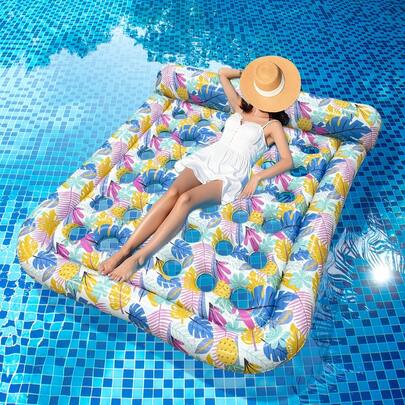 Yeni Renkli Yaprak Şeklinde Çift Kişilik Şezlong, 1 Adet Şişme Yüzme Sandalyesi, Yetişkinler İçin Havuz Şamandırası, Taşınabilir Tasarım, Partiler, Yaz Su Aktiviteleri, Plaj ve Göl Eğlenceleri İçin Uygundur