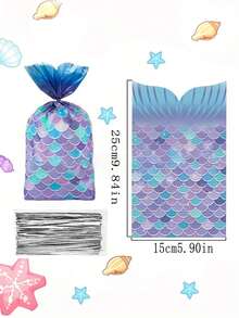 50 túi quà hình đuôi nàng tiên cá màu xanh dương và tím ombre, thích hợp cho tiệc chủ đề đại dương, sinh nhật, quà lưu niệm kỳ nghỉ biển. - Nhiều màu - Xem 6