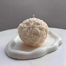 树脂蜡烛模具硅胶 - 玫瑰球蜡烛模具 3D玫瑰花硅胶模具 情人节树脂浇铸模具，适用于DIY蜡烛制作、自制肥皂、聚合物粘土工艺石膏 - 矽膠模具 - 查看 5