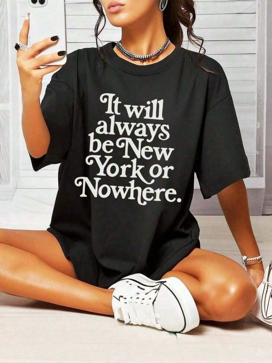 New York Or Nowhere-Shirt Vintage Inspired New York City Tee Souvenir Tee Retro Shirt Travel Western Graphic Tees Men Clothes Camisas Para Hombre Graphic Tees Women Clothes Summer Tops Summer Clothes Graphic Tee Shirts - 黑色 - 查看 1