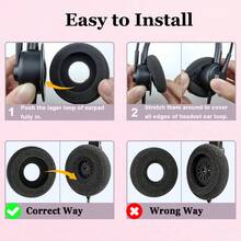 耳機耳墊泡棉耳墊替換零件，相容於 HW251N HW261N HW510 HW520 Blackwire C310 320 3210 C3220 C3320 C225 C315 C325 Jabra PRO 920 Biz 1500 GN2000 耳機 - 黑色 - 查看 7