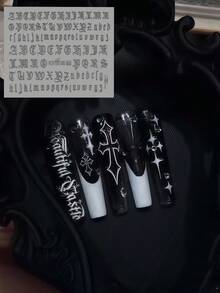 Khuôn vẽ móng 3D hình Thánh giá Gothic, Chữ cái, Nơ. - Trong sáng - Xem 3