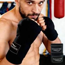 5米/196英寸，3米/118英寸弹性拳击绷带 - 泰拳、跆拳道、柔术、空手道护腕 - 黑色 - 查看 3