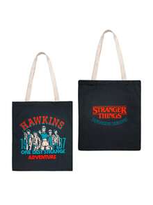 Netflix 1PC Stranger Things Officially Licensed Handbag Retro Style Shoulder Tote Bag Cartoon Character Crossbody Purse Featuring Max Eleven Demogorgon Sturdy Material For Casual Wear And Collection Perfect Gift For Fans - Multicolor - View 7