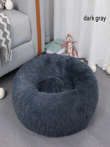 Luxuriöses Plüsch-Donut Haustierbett, geeignet für kleine und mittlere Hunde & Katzen - super weich waschbar, runde gemütliche Nestform mit rutschfestem Boden, ideal für den Winter - Braun - Übersicht 8