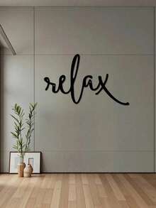 1pc Black Metal "Relax" Wall Decor Inspired By Art Deco - Modern Bathroom Decor Sign - Hanging Bathroom Decoration - Wall Mounted Iron Sculpture, Home Decor Accent, Room Decoration, Wall Art Gift, Birthday & Graduation - Nhiều màu - Xem 1