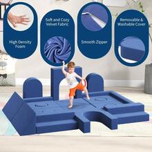 Sofá modular infantil de 22 piezas en espuma – Bloques suaves y confortables para juego creativo y educativo – , fácil de limpiar, estimula la creatividad - Azul - Ver 3