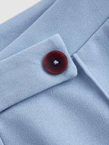 Pantalón Formal Azul Marino con Pliegues Finos y Corte Acampanado - Negro - Ver 7