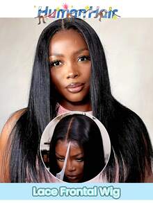 Tóc giả không cần keo dán, làm từ tóc thật nguyên chất, kích thước 13x4, độ dày 180%, đã được tỉa sẵn với tóc con, kiểu tóc thẳng, phần ren phía trước trong suốt, thích hợp cho nữ sử dụng hàng ngày. Tóc giả dài thẳng, làm từ tóc thật, kích thước 13x4, độ dày 180%. - Natural Black - Xem 1