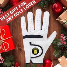 1pc Men's Golf Glove - Ultra-Fine Fiber, Breathable And Durable, Left Hand, White With Yellow Logo - Hand Washable, Golf Accessory, Essential Accessory For Golfers, Hook And Loop Closure Design - Multicolor - View 8