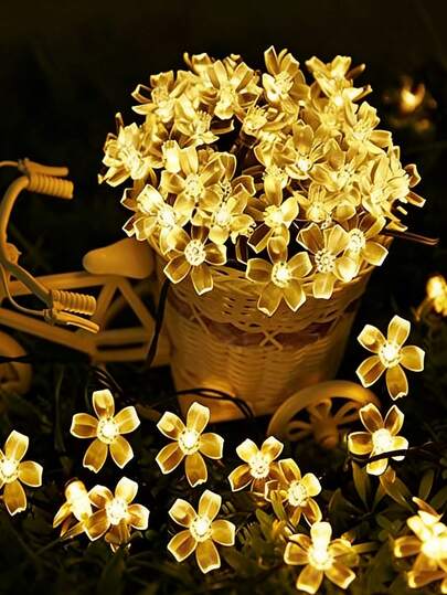 Dây đèn LED năng lượng mặt trời hình hoa anh đào - Thiết kế đèn nhấp nháy hình hoa - Chống thấm nước, thích hợp sử dụng ngoài trời - Phù hợp trang trí sân vườn, lễ hội, đám cưới, tiệc tùng, họp mặt, v.v.