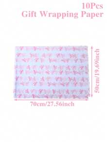 10张粉色蝴蝶结礼品包装纸，粉色蝴蝶结印花礼品包装纸，生日礼物包装用品，婚礼薄纸礼品包装纸，手工DIY材料，花束包装纸，粉色蝴蝶结包装纸，适用于新娘送礼会、婚礼、生日、婴儿派对、节日DIY、礼品包装 - 蝴蝶結 - 查看 6