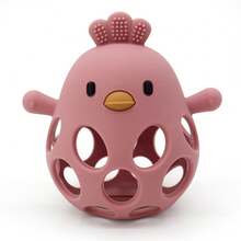 1 pieza Mordedor de pollo hueco para bebés, juguete de pelota de sonajero de silicona, regalo para Pascua, Acción de Gracias, Navidad - Multicolor - Ver 15