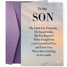 4.92" X 6.93" Heartfelt Birthday Card For Son, Includes Loving Blessings From Mother, Paper Card With Envelope, Suitable For Gifting To Any Son On Their Birthday - Multicolor - View 7