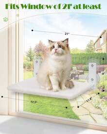 Keny Foldable Cat Window Perch With 4 Larger Suction Cups, Cordless Window Bed With Reversible Cover For Cats Inside, White - ColorA - View 5