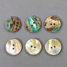 20颗天然鲍鱼壳纽扣，尺寸15/18/20毫米 - 时尚手工缝纫装饰，适用于DIY服装、包袋和手工艺品 - 珍珠贝壳配件，独特纹理，非常适合衬衫和手工艺品 - 20pcs - 查看 11