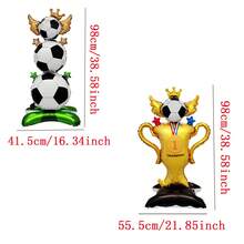 1个足球奖杯造型铝箔气球支架，适用于足球比赛主题生日派对装饰和世界杯装饰 - 彩色 - 查看 9