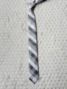 Men's Casual Dress Tie, Colorful Checkered, Slim Fit (5.5cm) - 白色 - 查看 2