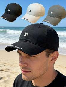 1pc Retro Letter Embroidered Baseball Cap, Adjustable Casual Summer Hat, Suitable For Men And Women - A - View 1
