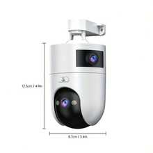 1 pieza Cámara de de doble lente 1296P, WiFi de 2.4G/5GHz, IP66 resistente al agua, PTZ de 355°, visión nocturna a color, almacenamiento en la nube y tarjeta SD, audio bidireccional, seguimiento inteligente de movimiento, control por aplicación, cámara para bebé/mascota/hogar/tienda - En blanco y negro - Ver 11