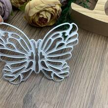 Troqueles de corte de metal con marco de mariposa y encaje, set de manualidades para tarjetas, papel de estampado, troquelado, herramientas de scrapbooking, plantilla, bolsa de almacenamiento y suministros relacionados - blanco plateado - Ver 5