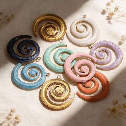 1/4 piezas Colgantes de incienso de estilo de goteo de acero inoxidable 304 chapado en oro de 18K de varios colores, accesorios de joyería DIY para hacer collares y pendientes, joyería de acero inoxidable adecuada para uso diario de mujeres