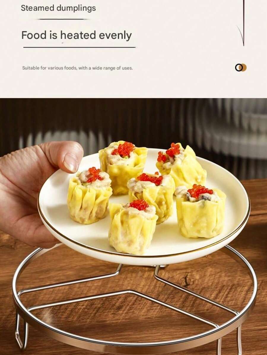 多功能不锈钢蒸架，三层蒸笼架，适用于蒸包子和面包，耐热锅垫 - 查看 1