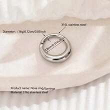 1件 16G 316L 不锈钢鼻中隔、耳软骨、耳屏、耳垂耳环 - 彩色 - 查看 4