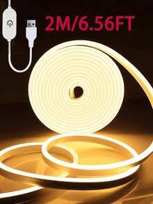 1 m/2 m/3 mètres/4 m/5 m Bande lumineuse décorative LED Néon flexible USB, éclairage ambiant gradable, alimenté par USB, convient pour l'éclairage domestique intelligent, ambiance blanc chaud, technologie de gradation intelligente, bande lumineuse ambiante flexible et gradable pour maquillage en direct, miroir, éclairage de miroir de salle de bain, gradation tactile - Bande néon tactile USB - Voir 14