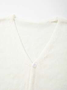Áo khoác cardigan dệt kim không tay cổ chữ V màu trơn, dáng rộng thoải mái, unisex, thích hợp mặc đi chơi, dạo phố, đi nghỉ mát, đi làm, màu be. - Màu be - Xem 5