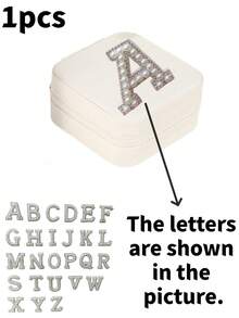 1/2件套个性化旅行首饰盒，女士礼物，生日、圣诞节、少女礼物，A-Z字母旅行首饰盒 - 白色 - 查看 12
