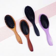 1/2支复古木质发梳，波浪棕色木柄，防静电防脱发梳，顺滑发梳 - 巧克力棕 - 查看 9