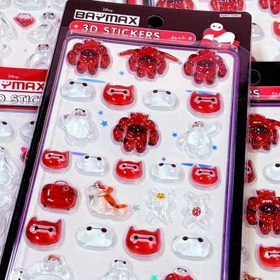 Hình dán Baymax dập nổi theo phong cách Big Hero 6, thiết kế nổi, chống thấm nước, có thể tháo rời, dùng để trang trí sổ lưu niệm, sổ kế hoạch, xe hơi, xe đạp, đồ thủ công DIY.