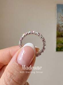MADEONE 1件對比色戒指 女款珠寶 奢華婚禮承諾戒 女孩舞會裝飾禮物 - 粉色 - 查看 3