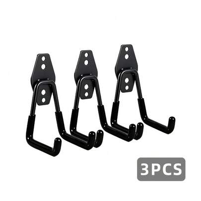 3PCS Heavy Duty Steel Garage Storage Utility Wall Hook Organizer Tools Hanger For Garden Tools, Sports Equipment, Ladder, Garage Organisation
