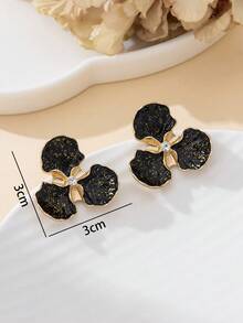 1 Đôi bông tai thủ công màu đen hình hoa ba cánh, kiểu dáng mùa hè, thích hợp cho nữ, thích hợp đi biển. - màu đen - Xem 6